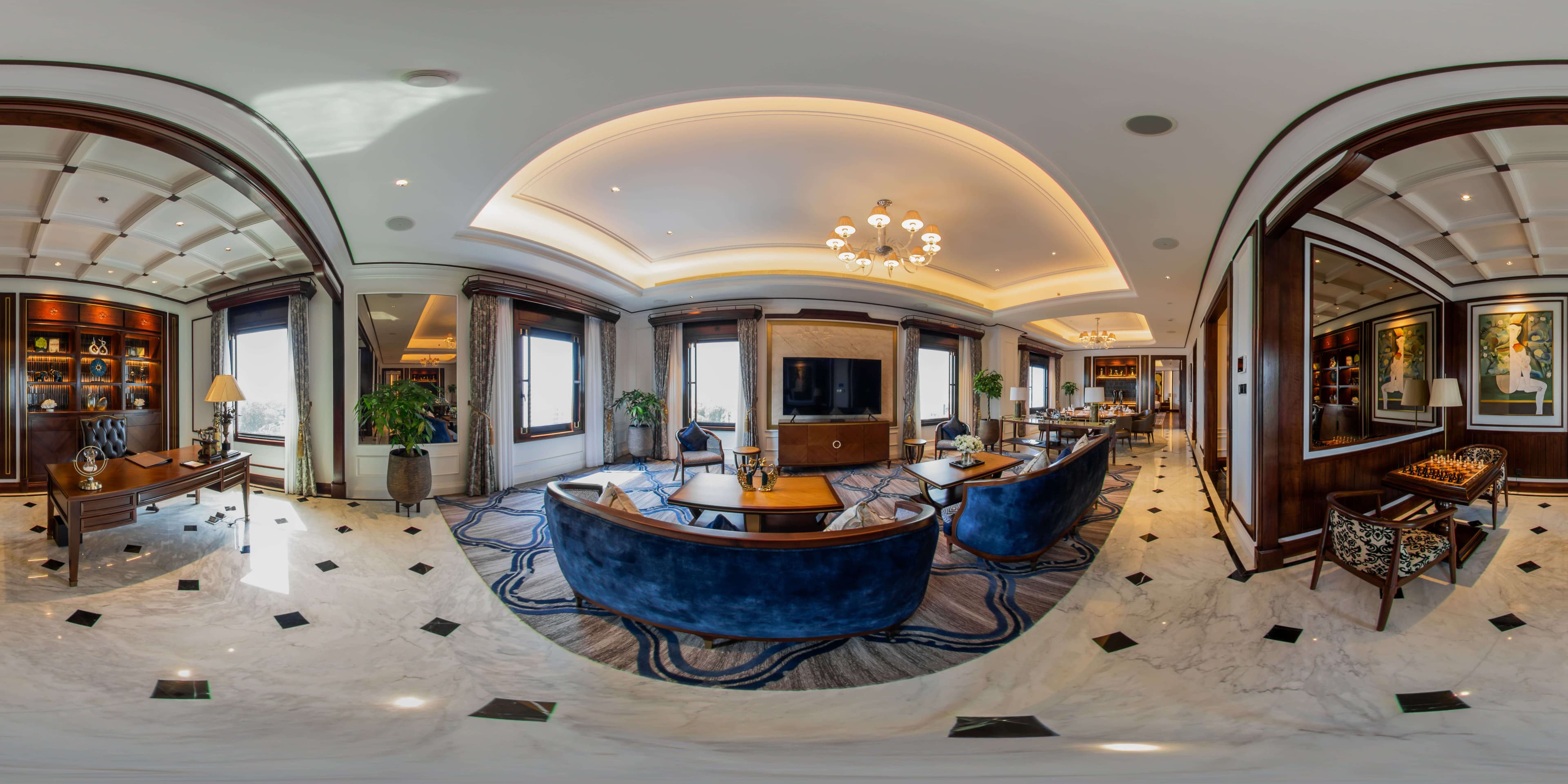 Living space at Mai House Saigon in a 360° image